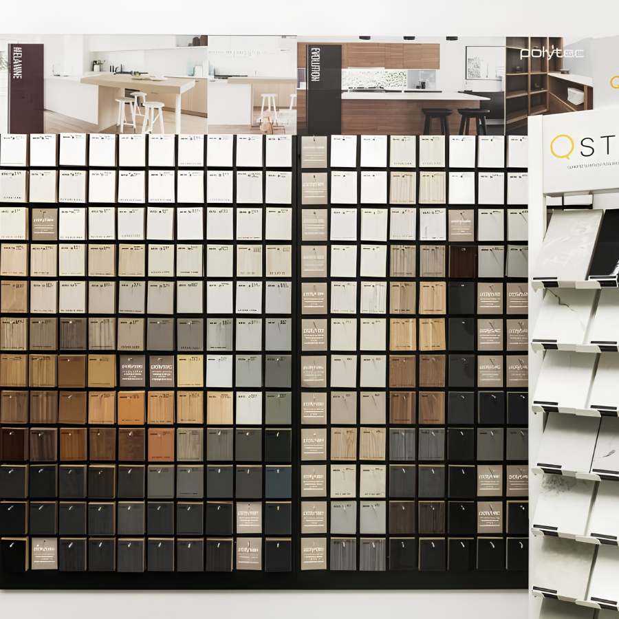 Different types of materials on a sample wall